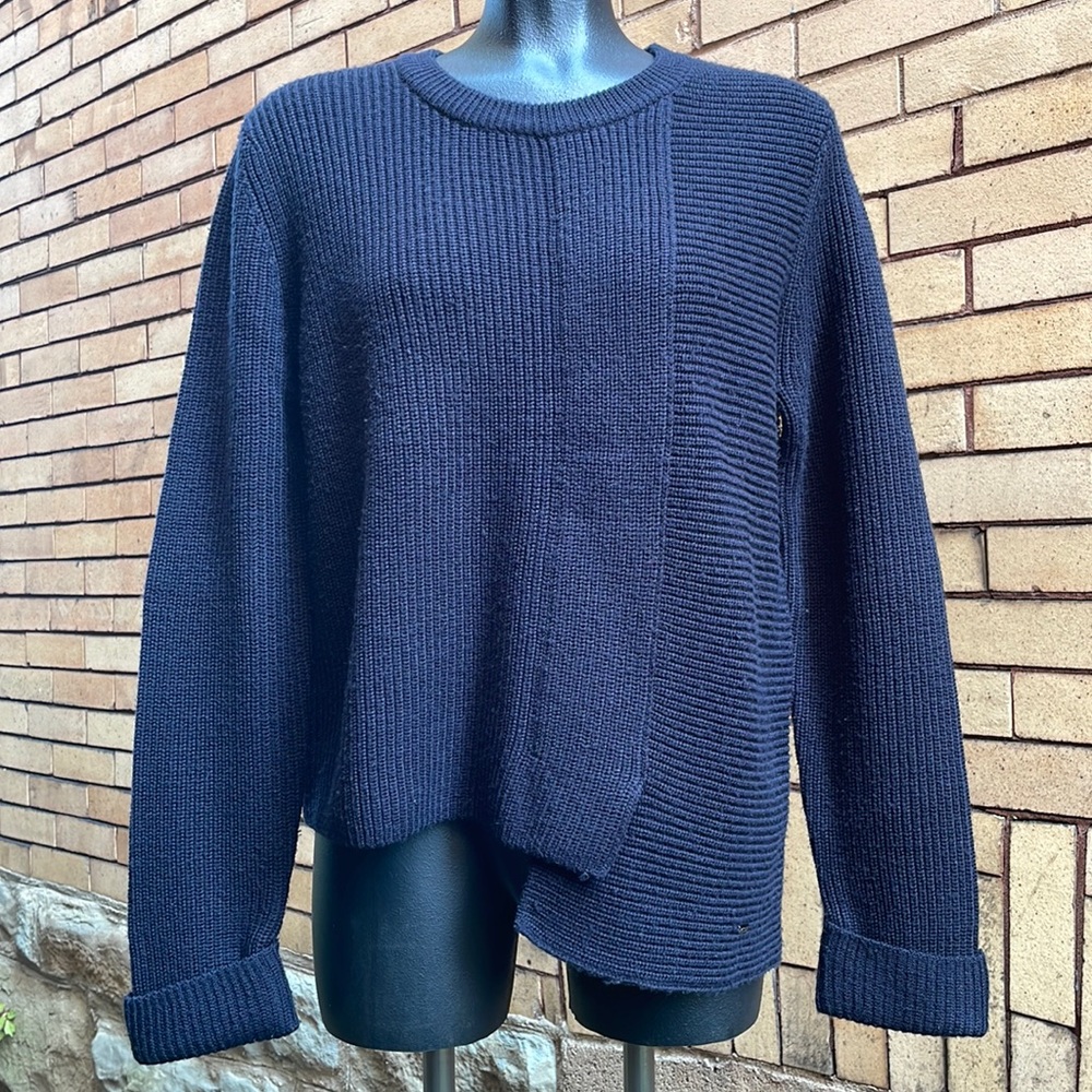 Armani Jeans deep blue black asymmetrical pullover Sweater Medium
